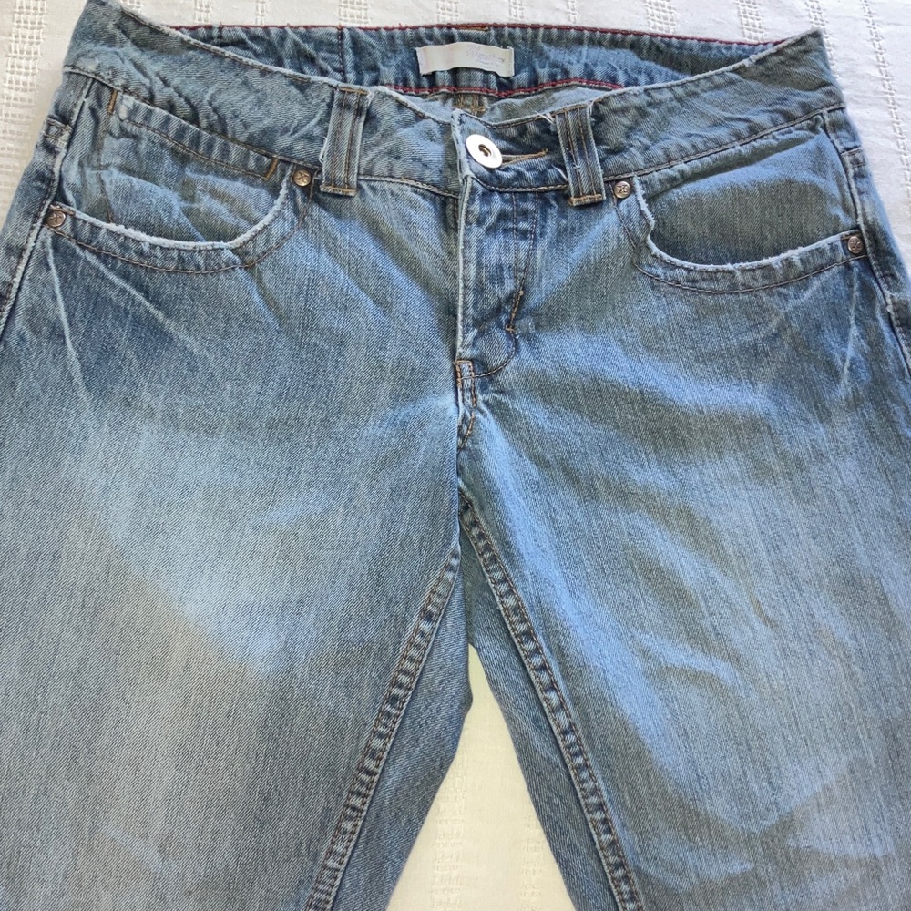 Twenty X Blue Denim Jeans Slightly Distressed Slim Fit Boot Cut 34x31